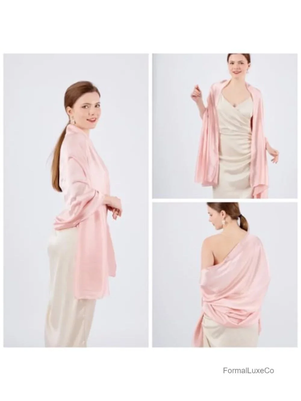 Satin Chiffon Shawl Wrap Long Scarf Women Formal Evening Dress Cover Up